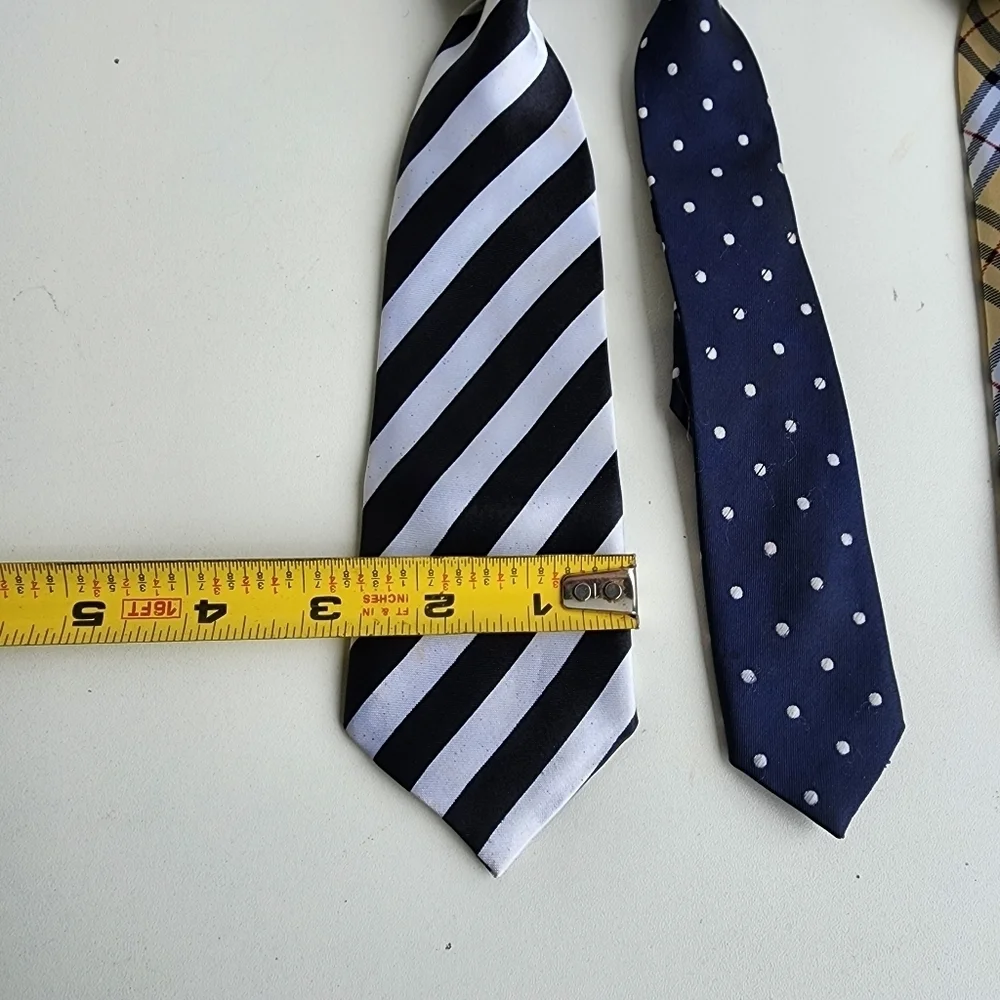 Lot Of 3 Pre-tied Ties Toddler Kids Size Blue Beige Black White